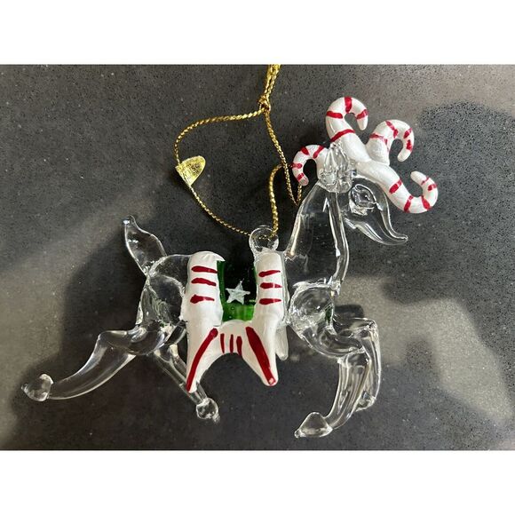 Vintage Silvestri Demdaco Reindeer Glass Crystal‎ Christmas Ornament 2" Clear - Picture 1 of 4